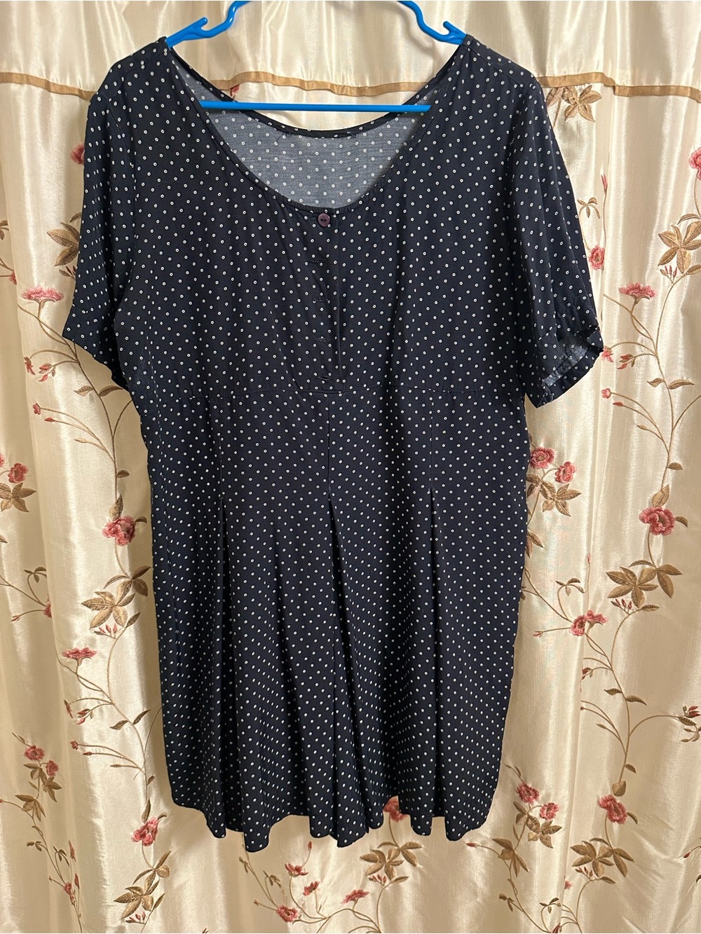 Vintage navy Polka Dot Short-Sleeve romper
